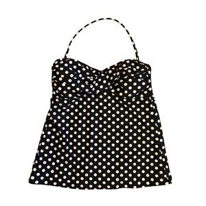 Mossimo Black and White Polka Dot Halter Top Tankini
